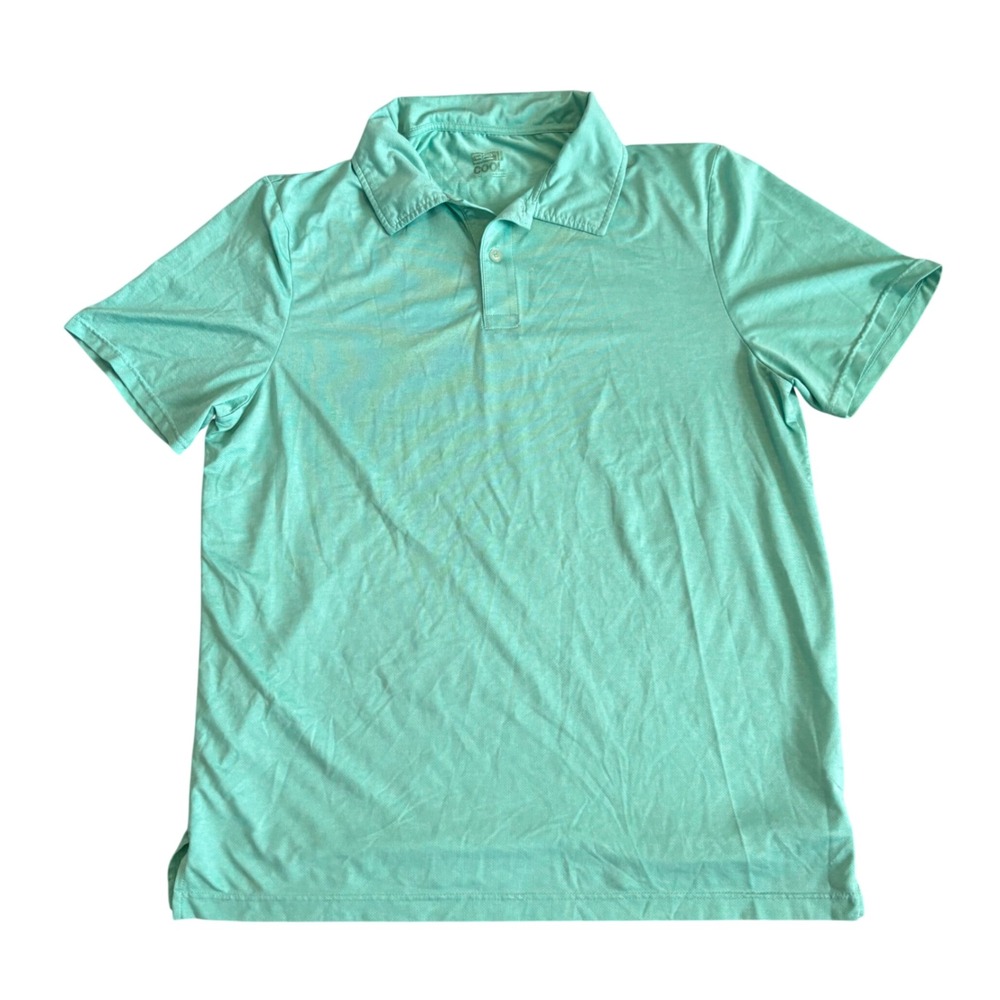 32 Degrees Cool Mens Short Sleeve Polo Shirt Mint Green Heathered Performance L